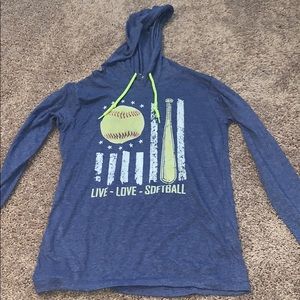 Womans softball shirt with hoodie